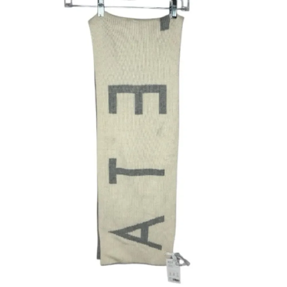 Athleta Cream and Gray Wool/Cashmere Knit Scarf. NWT.